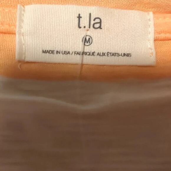 T. La Anthropologie Tangerine Orange White Striped Women’s Cotton Pocket Tee M - Picture 4 of 7